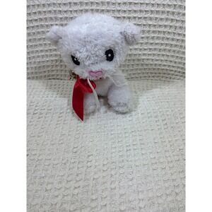 Tangerine Press Plush Kitten Kids Small White Excellent Red Bow Bell Scholastic